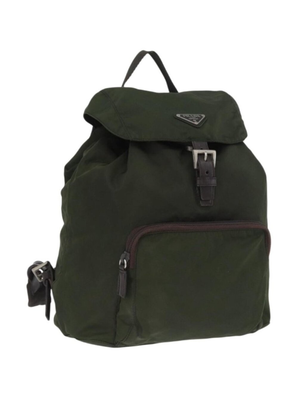 PRADA Backpack Nylon Khaki Silver